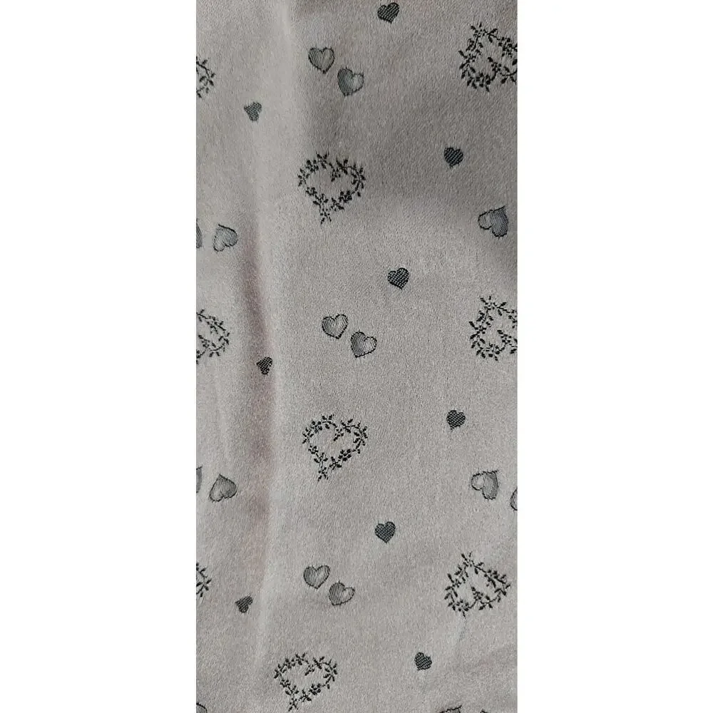 Vntg Soft Pink Gray Reversible Cupid Hearts Valentine Silk Scarf France 42x12